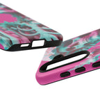 Neon Pink Skeleton Tough Phone Case for iPhone, Galaxy and Google Pixel
