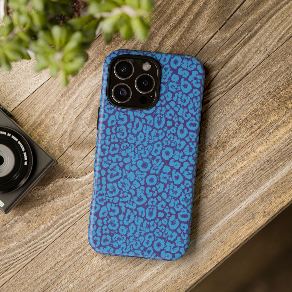 Blue Purple Leopard Tough Phone Case iPhone, Galaxy, or Google Pixel