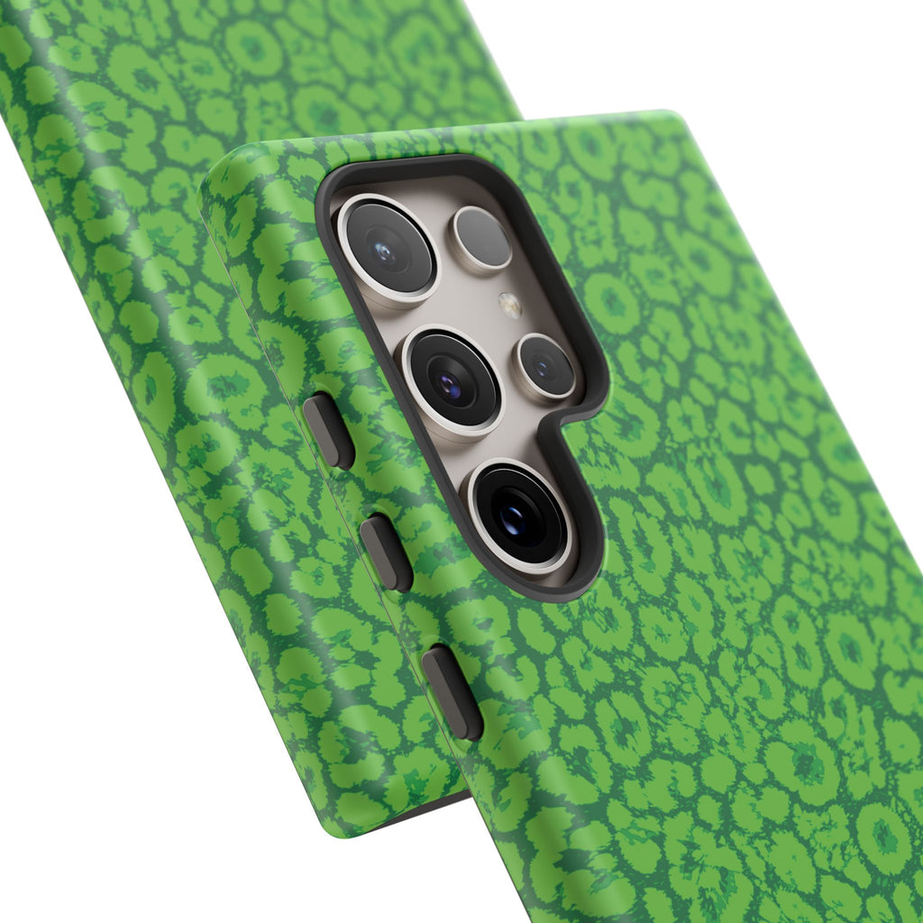 Neon Green Leopard Tough Phone Case for iPhone, Galaxy, or Google Pixel