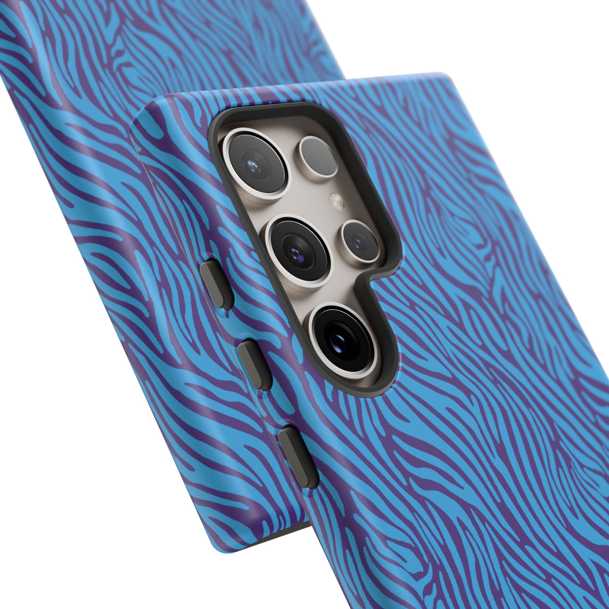 Zebra Print Blue and Purple Tough Case for iPhone, Galaxy or Google Pixel