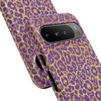 Purple Gold Leopard Tough Phone Case for iPhone, Galaxy, or Google Pixel