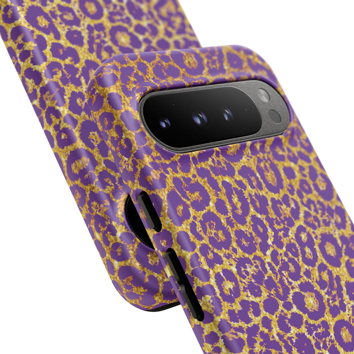 Purple Gold Leopard Tough Phone Case for iPhone, Galaxy, or Google Pixel