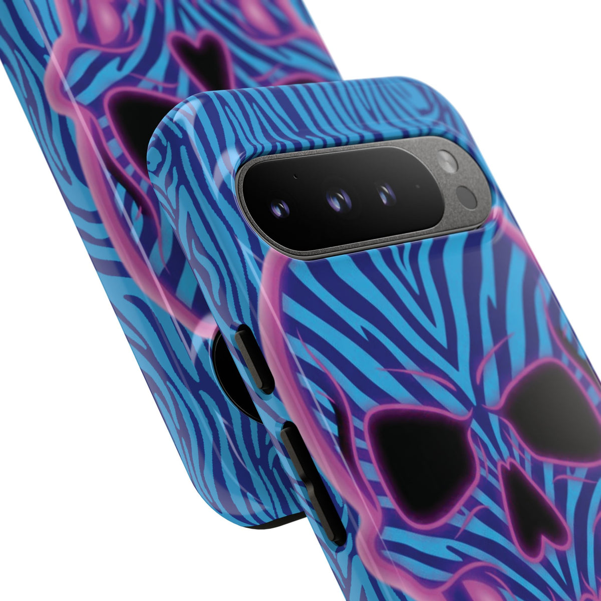 Neon Zebra Skull Tough Phone Case for iPhone, Galaxy, or Google Pixel