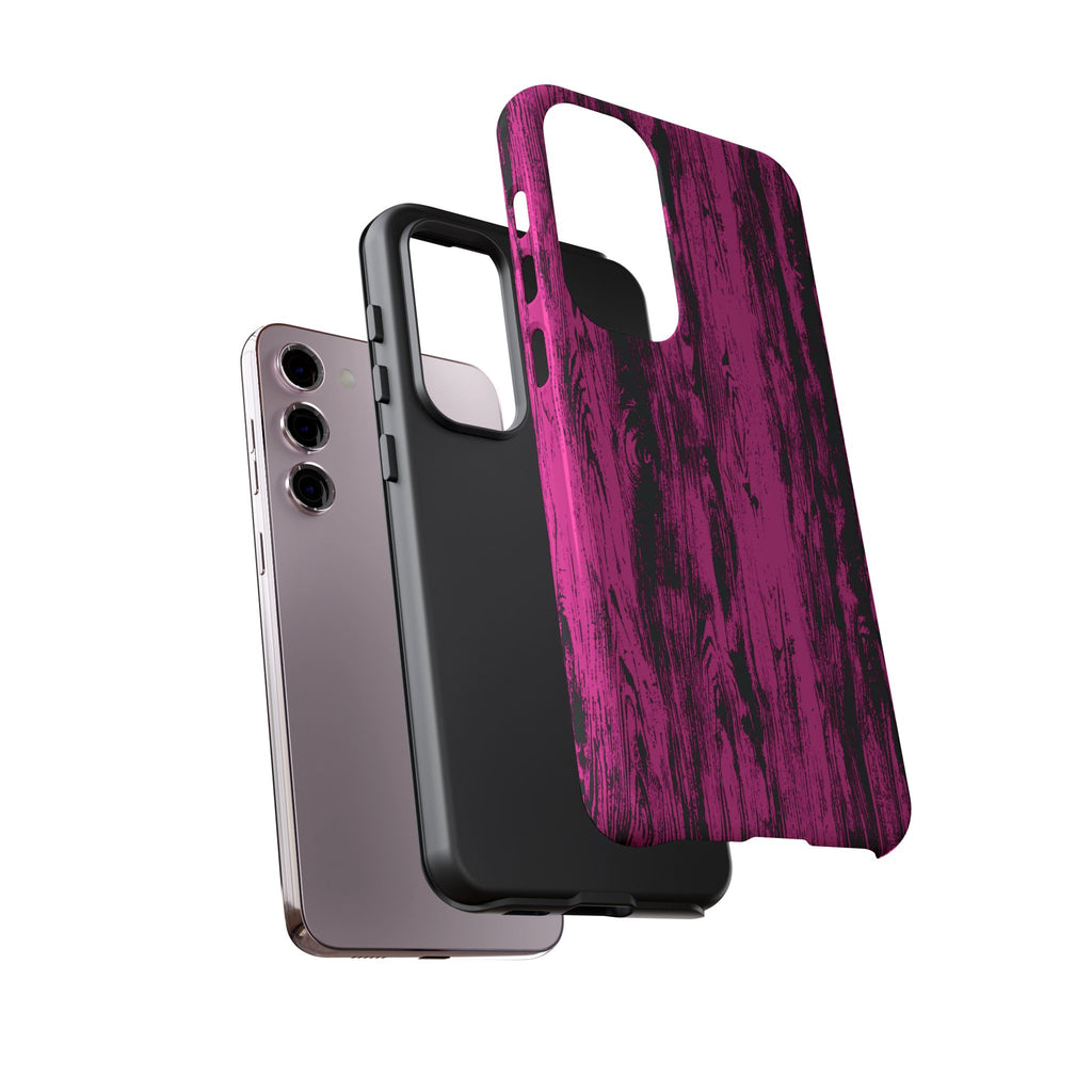 Hot Pink wood print Design Tough Phone Case for iPhone, Galaxy, or Google Pixel