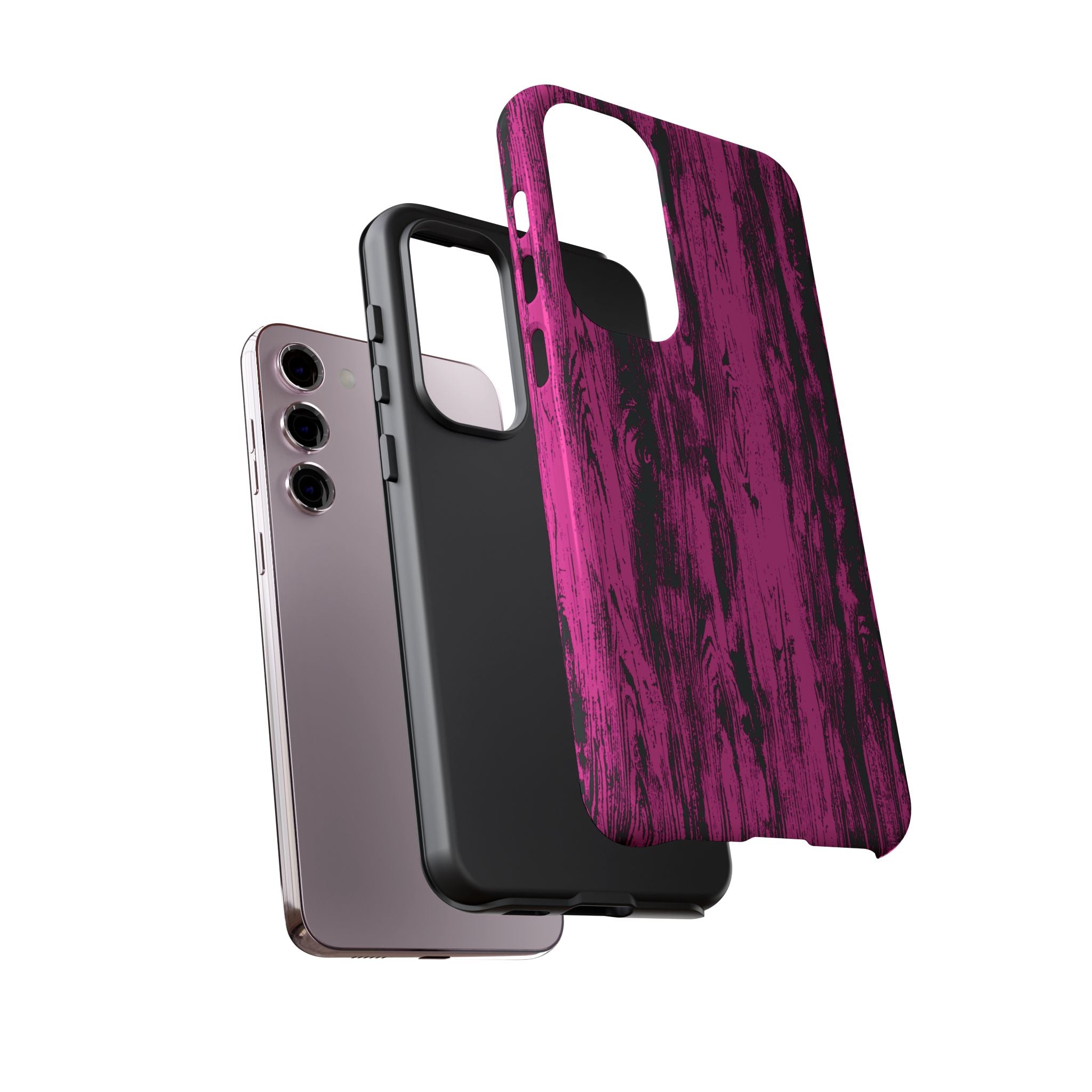 Hot Pink wood print Design Tough Phone Case for iPhone, Galaxy, or Google Pixel