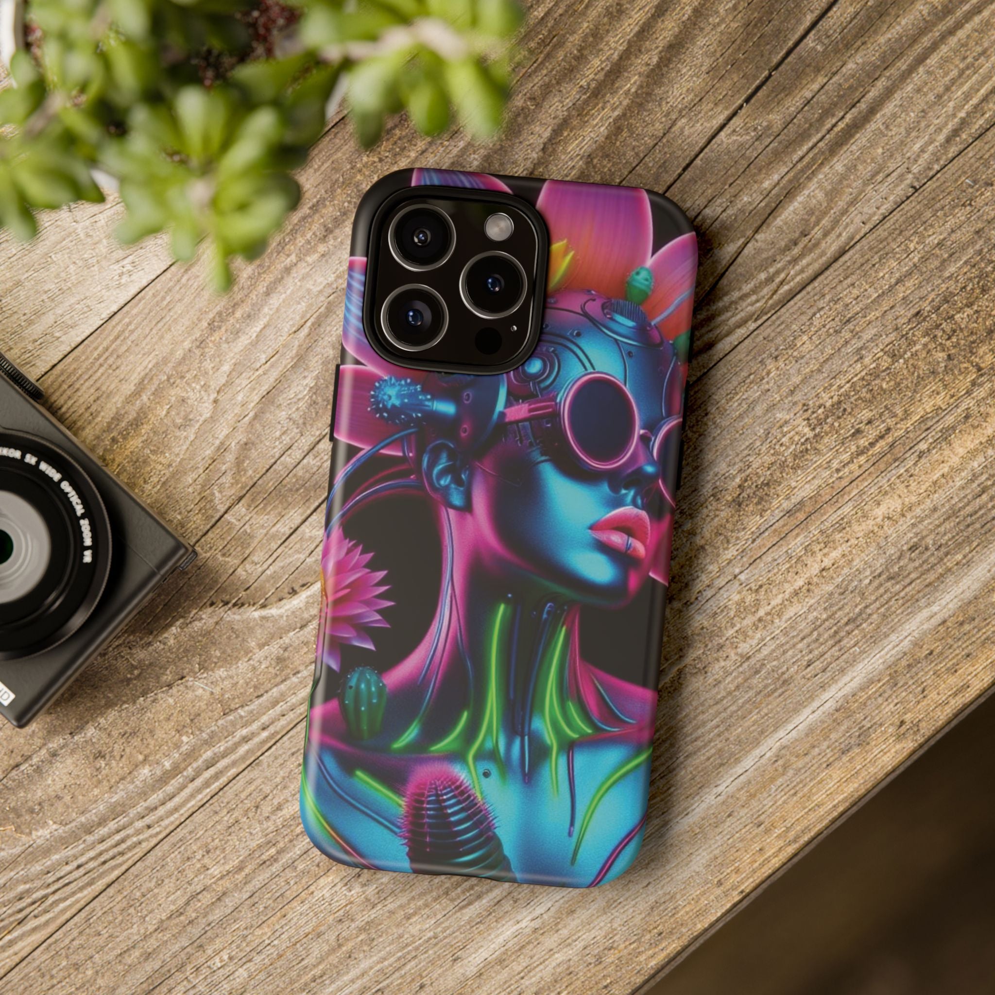 Neon Androgen Cactus Flower Tough Phone Case for iPhone, Galaxy, or Google Pixel