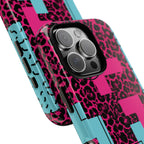 Pink Love Retro Blocks Leopard RG Tough Phone Case for iPhone, Galaxy, or Google Pixel