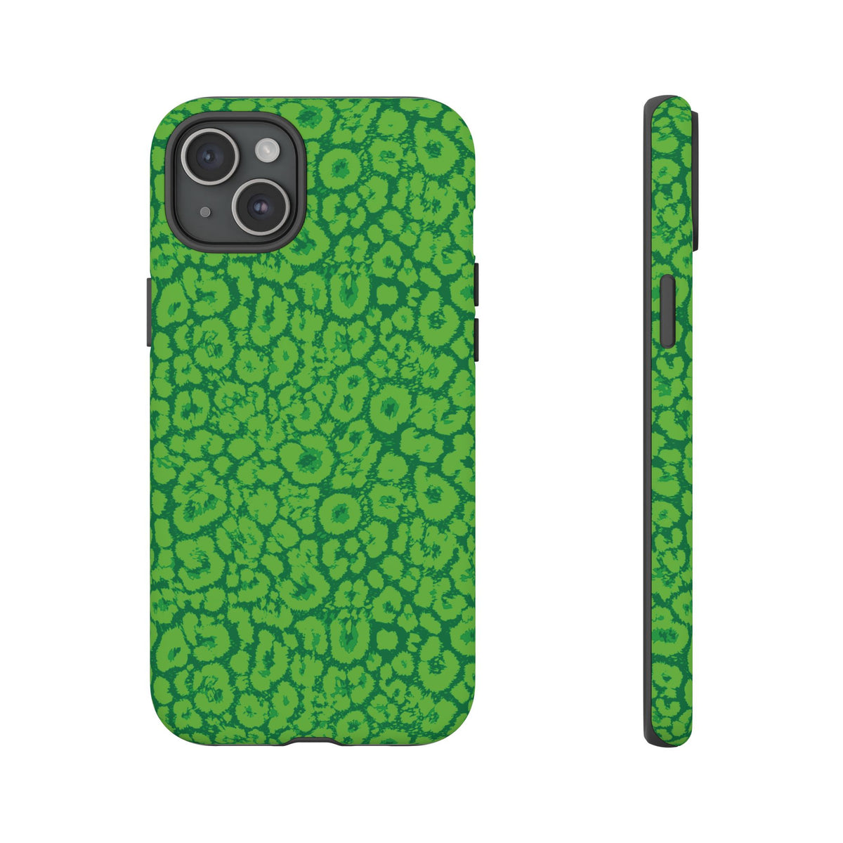 Neon Green Leopard Tough Phone Case for iPhone, Galaxy, or Google Pixel