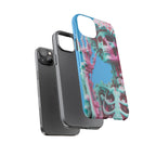 Neon Pink Skeleton Blue Tough Phone Case for iPhone, Galaxy or Google Pixel