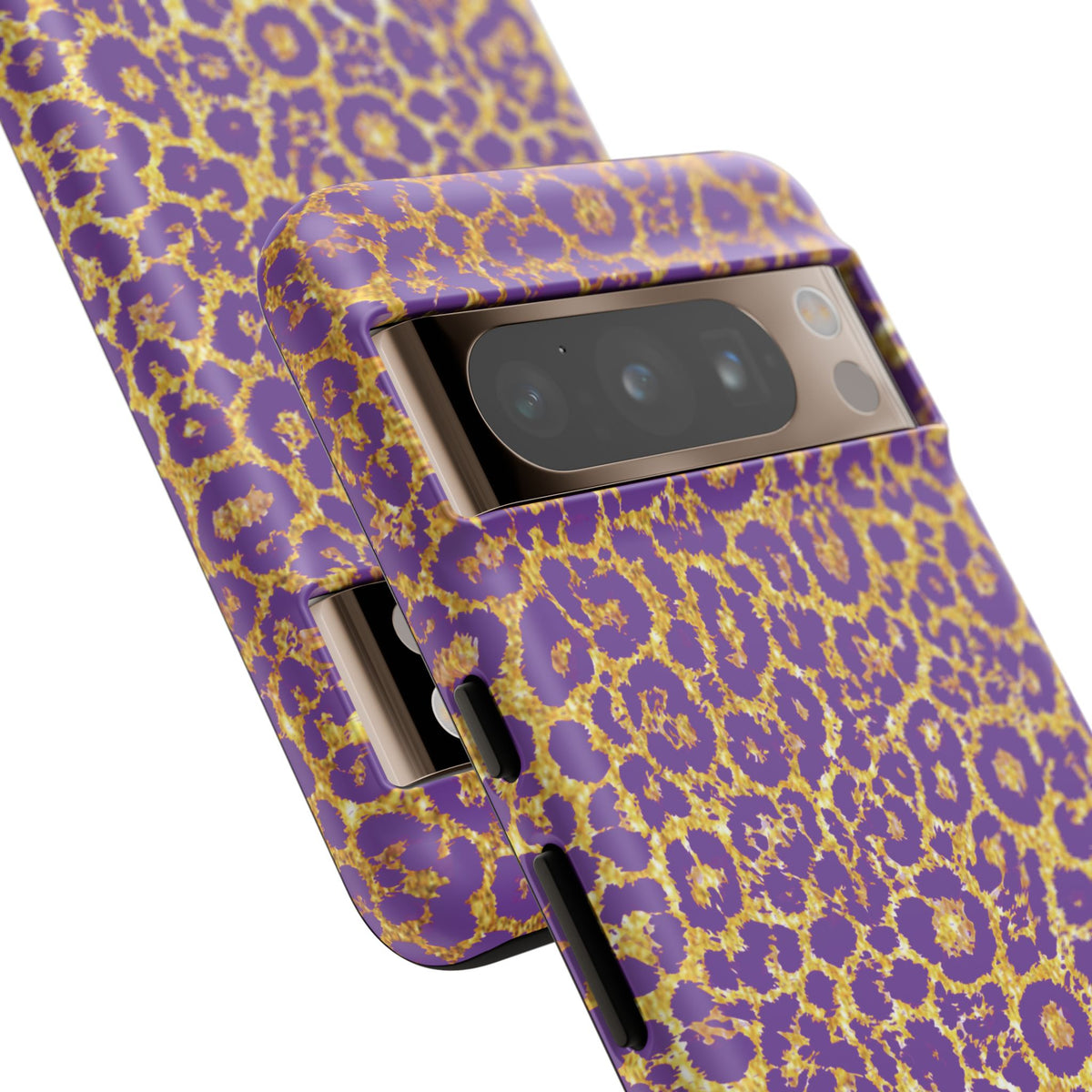 Purple Gold Leopard Tough Phone Case for iPhone, Galaxy, or Google Pixel