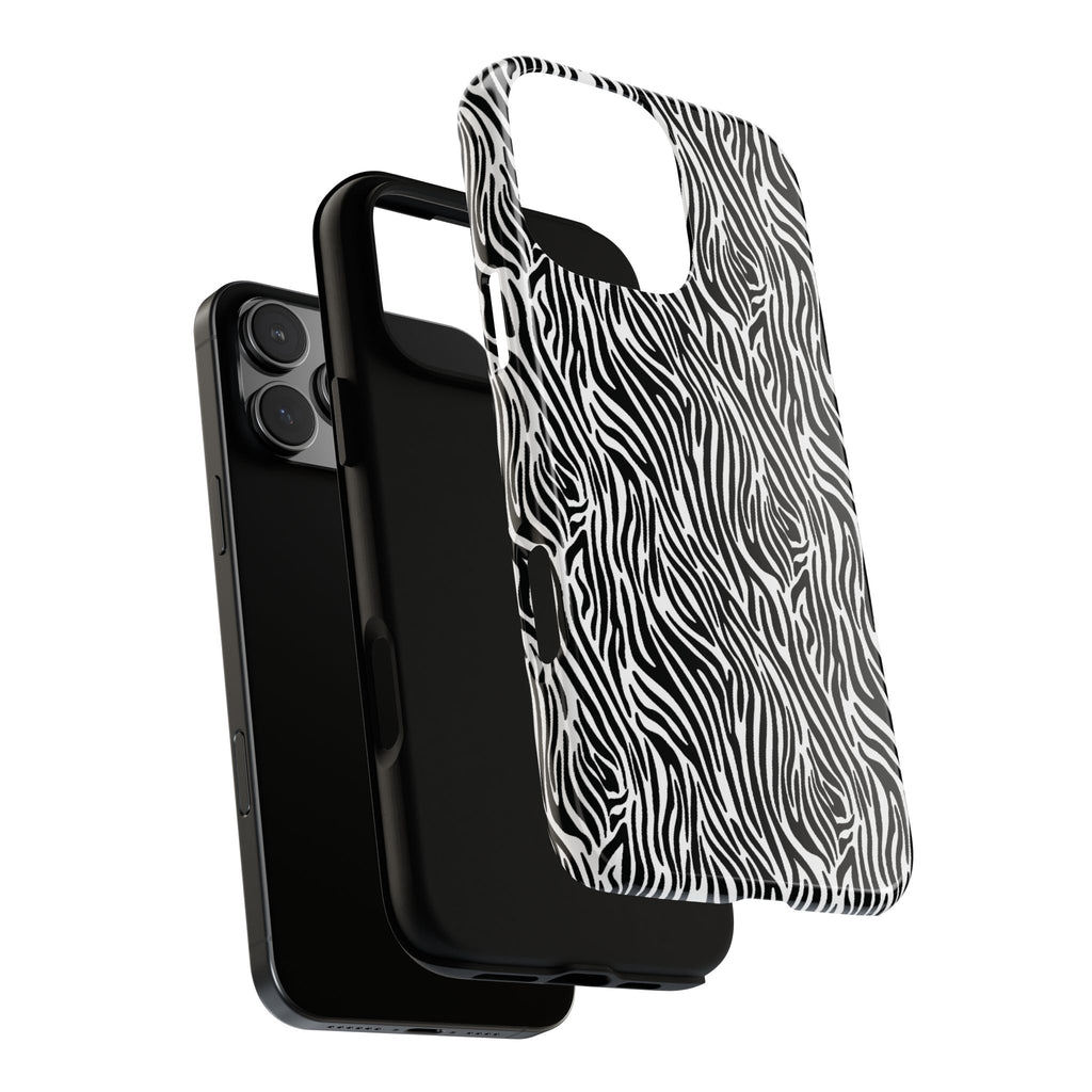 Black and White Zebra Print Tough Case iPhone, Galaxy and Google Pixel