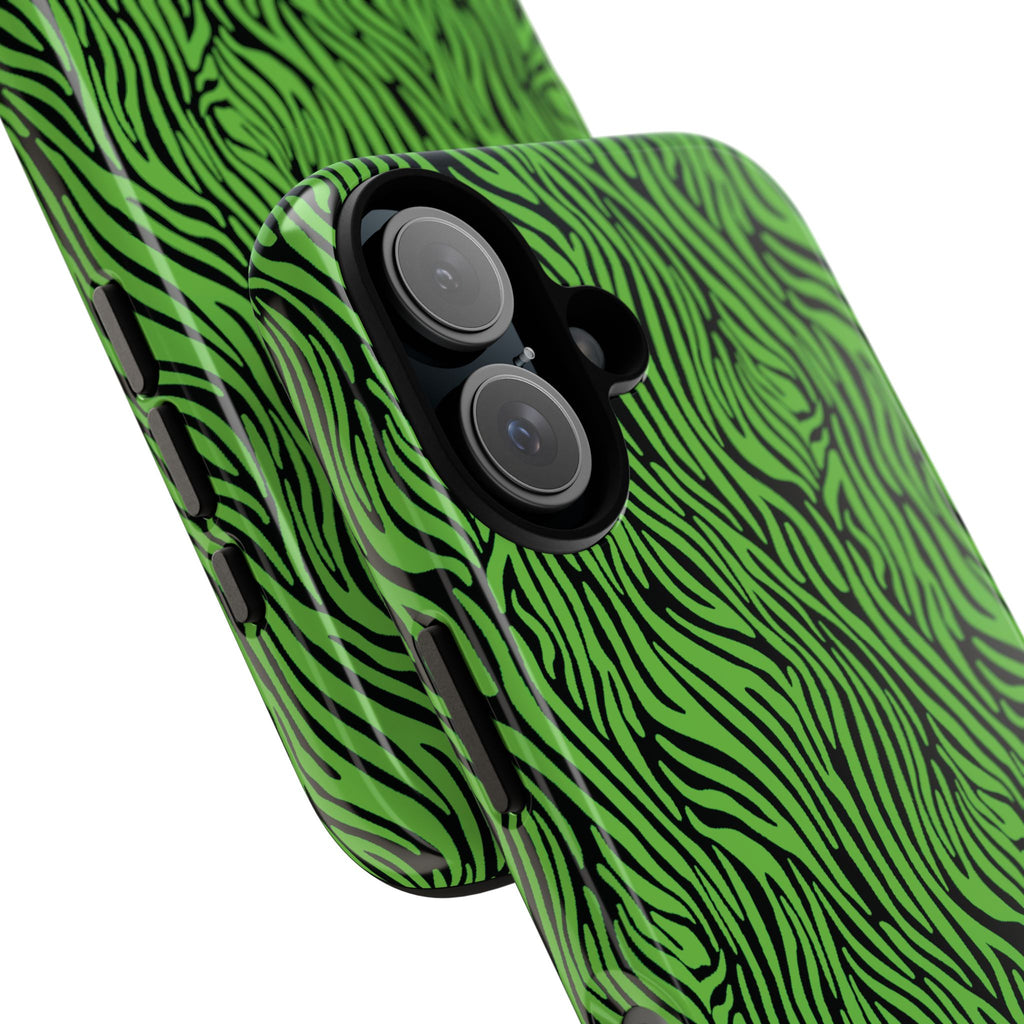 Neon Green Zebra Tough Phone Case iPhone, Galaxy, or Google Pixel