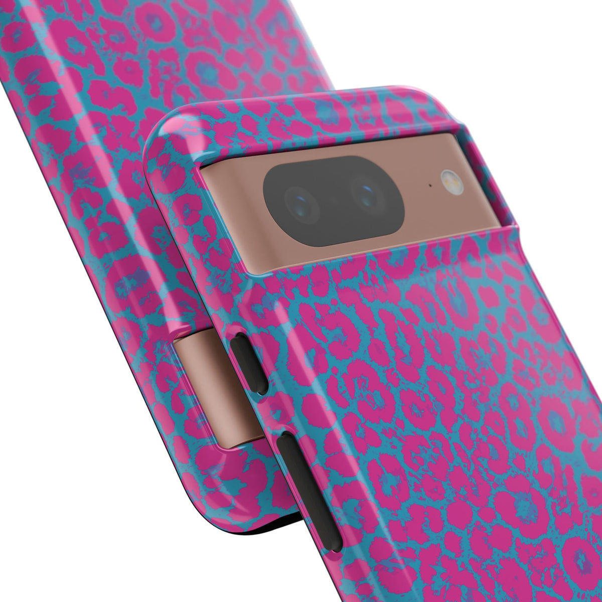 Pink Blue Leopard Tough Phone Case iPhone, Galaxy, or Google Pixel