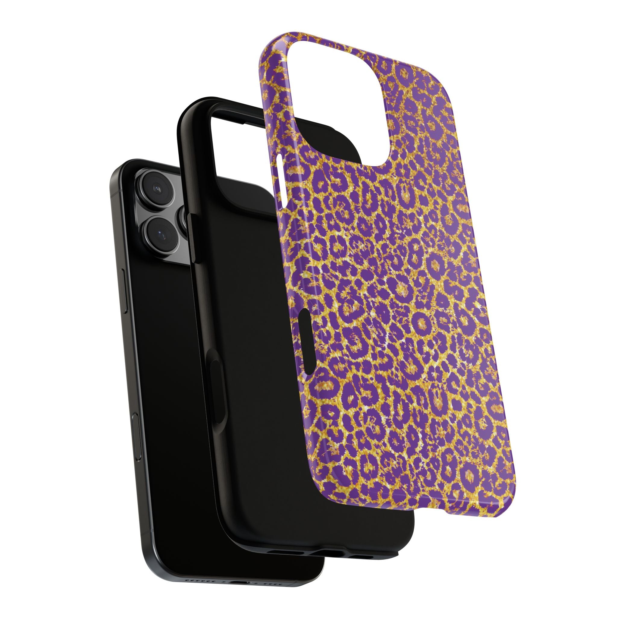 Purple Gold Leopard Tough Phone Case for iPhone, Galaxy, or Google Pixel