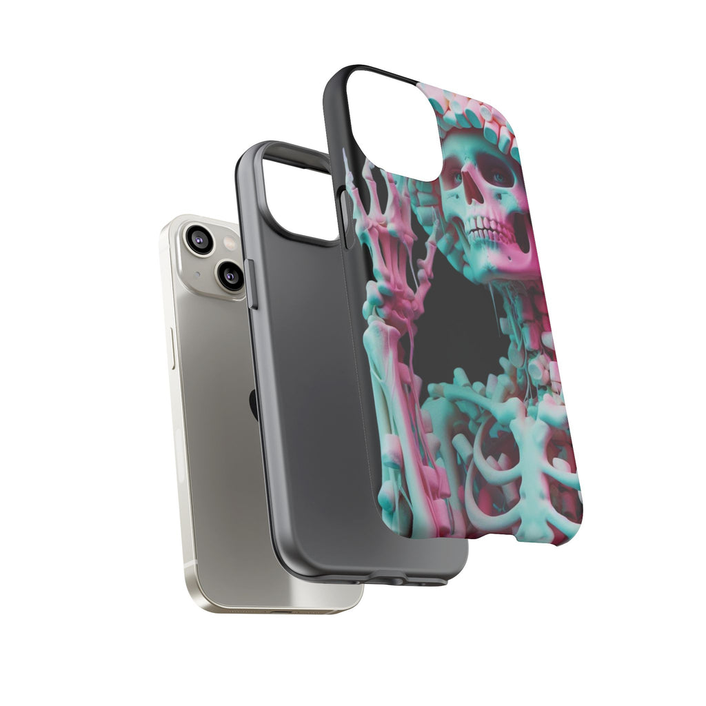 Neon Pink Skeleton (Black) Tough Phone Case for iPhone, Galaxy, or Google Pixel