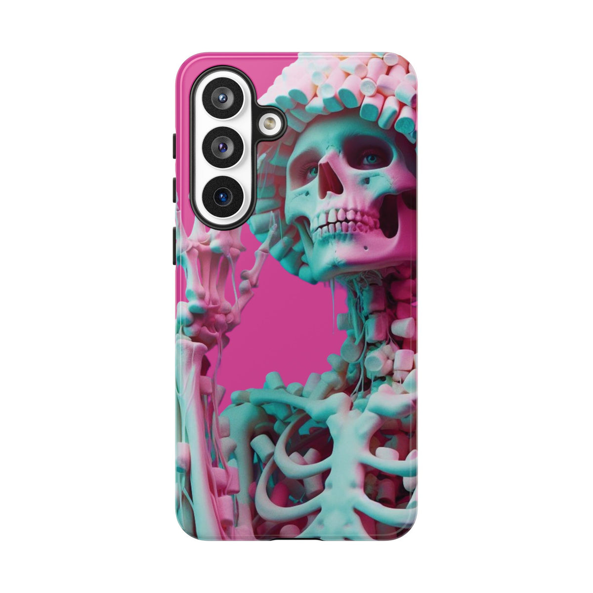 Neon Pink Skeleton Tough Phone Case for iPhone, Galaxy and Google Pixel