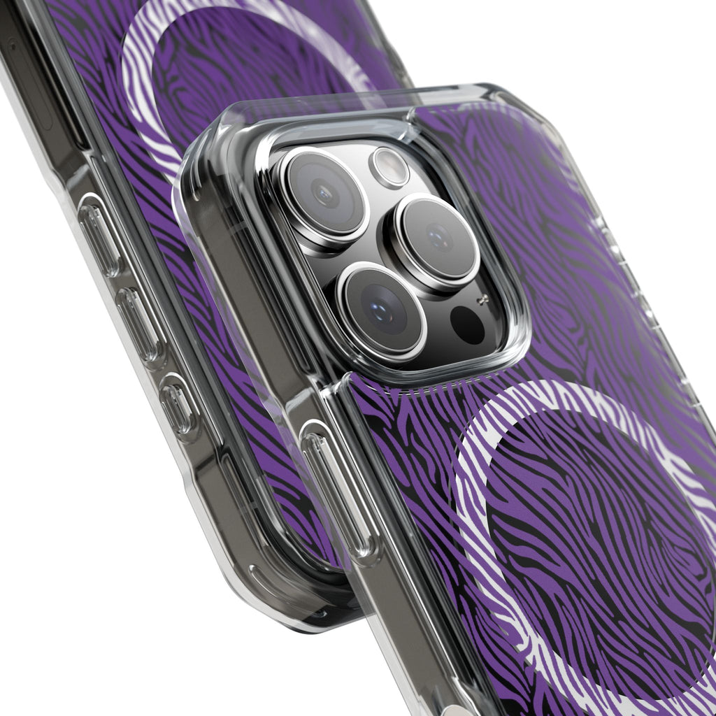 Purple Zebra Magnetic iPhone 14, 15, 16 Series Clear Impact Cases