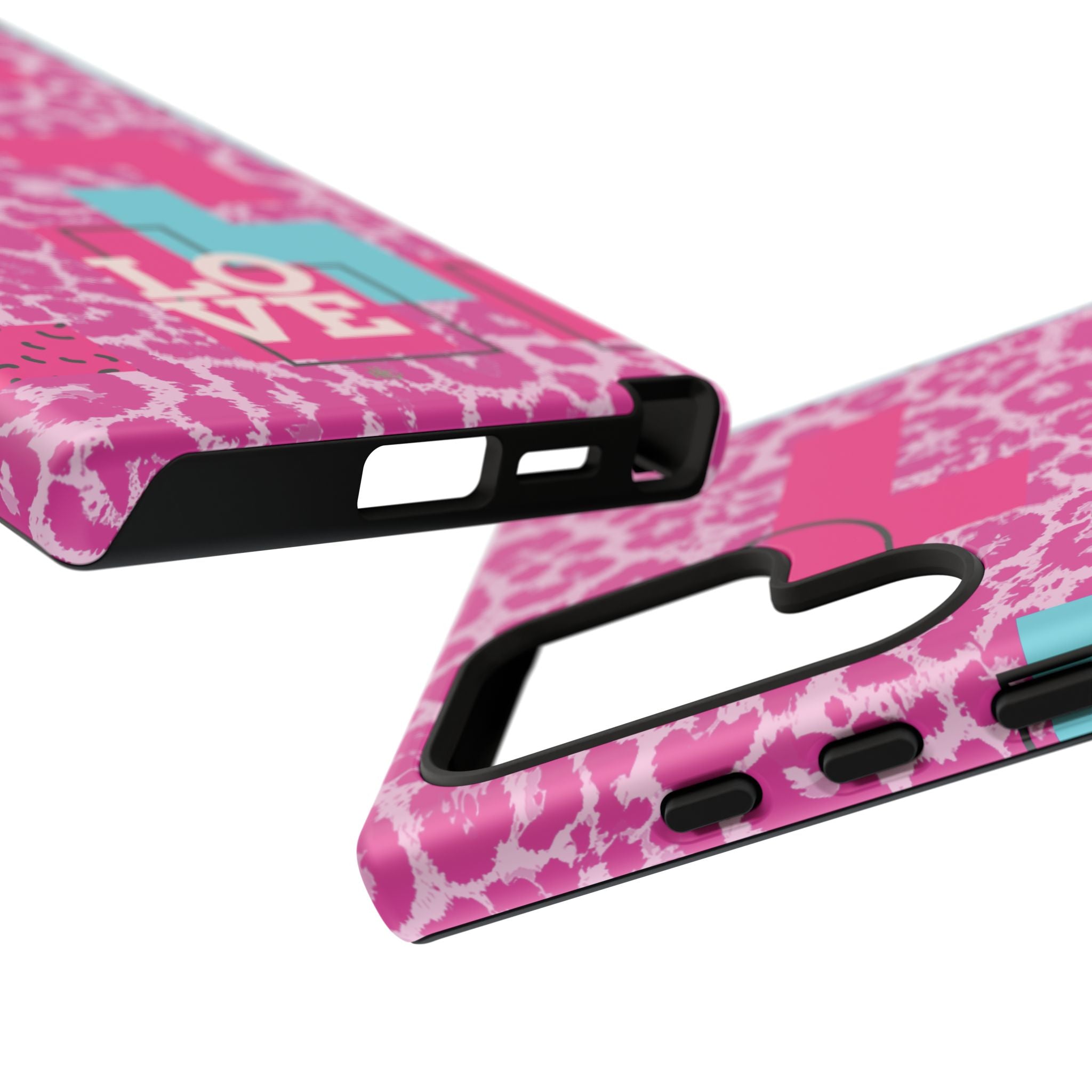 Retro Love Pink Leopard RG Tough Phone Case for iPhone, Galaxy, or Google Pixel