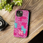 Retro Love Pink Leopard RG Tough Phone Case for iPhone, Galaxy, or Google Pixel