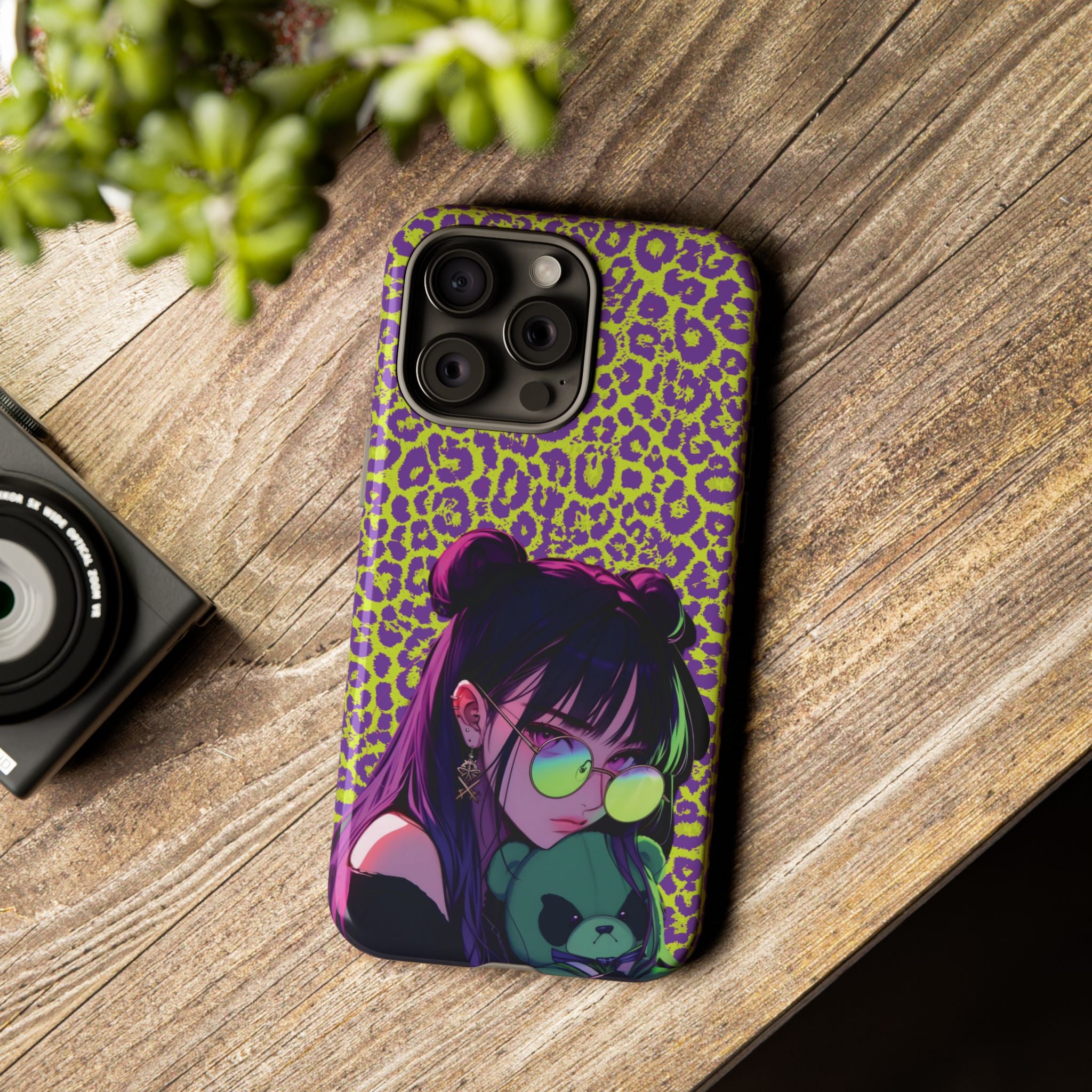 Purple Neon Lime Leopard Kz Tough Case for iPhone, Galaxy, or Google Pixel