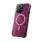 Pink Zebra Magnetic iPhone 14, 15, 16 Series Clear Impact Cases