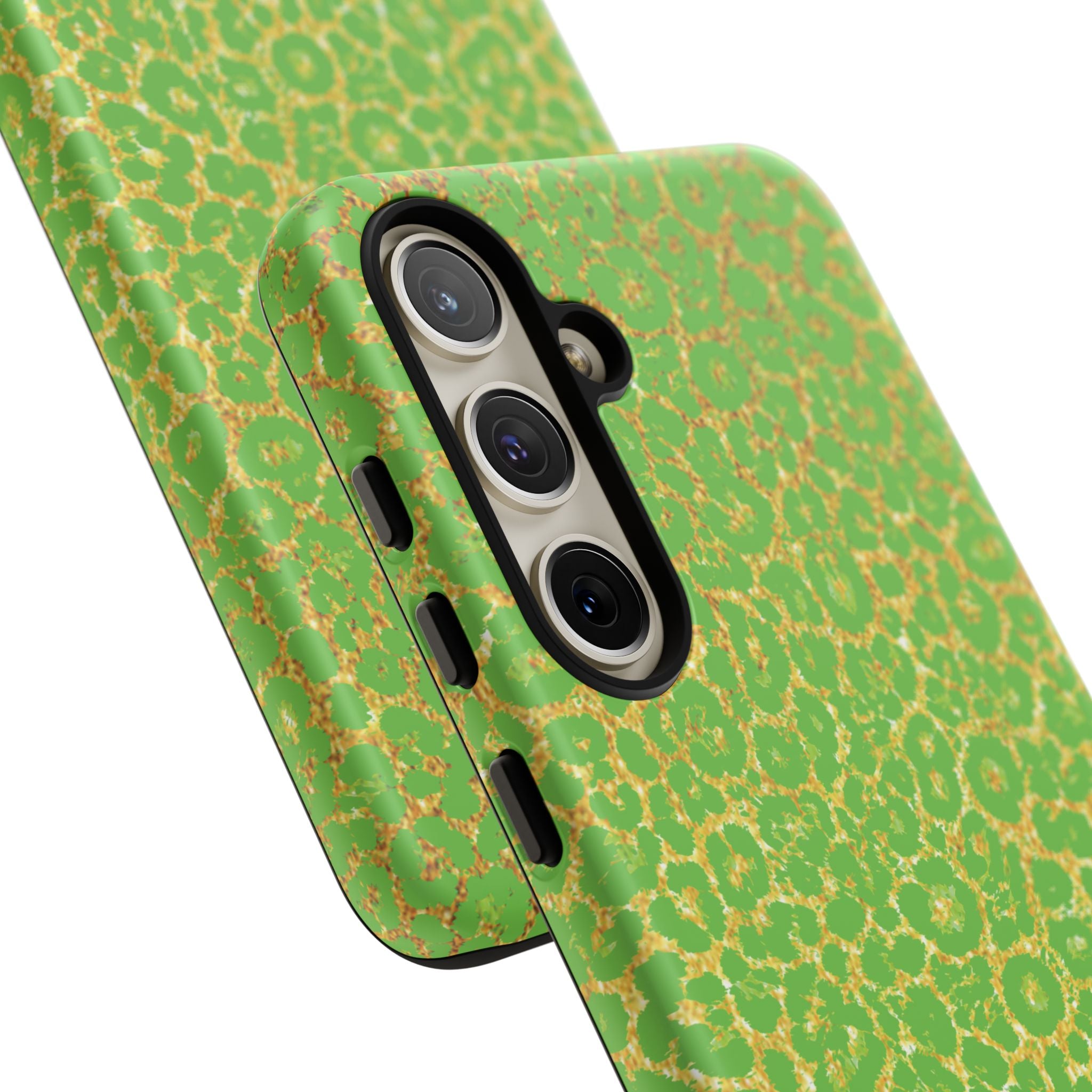 Neon Green Gold Leopard Tough Phone Case iPhone, Galaxy, or Google Pixel