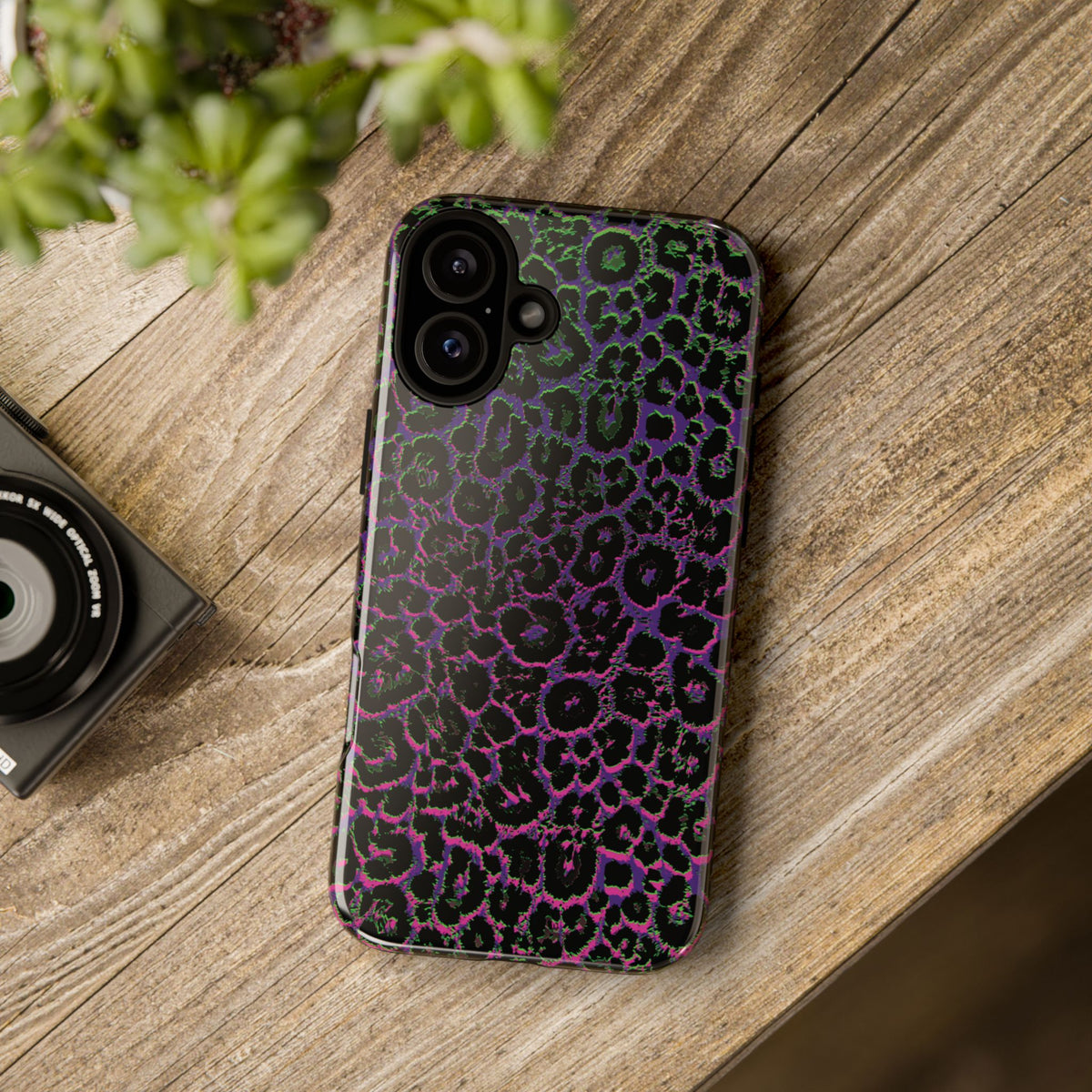 Colorful Leopard Tough Phone Case for iPhone, Galaxy, or Google Pixel