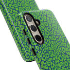 Blue Neon Green  Leopard Tough Phone Case for iPhone, Galaxy, or Google Pixel