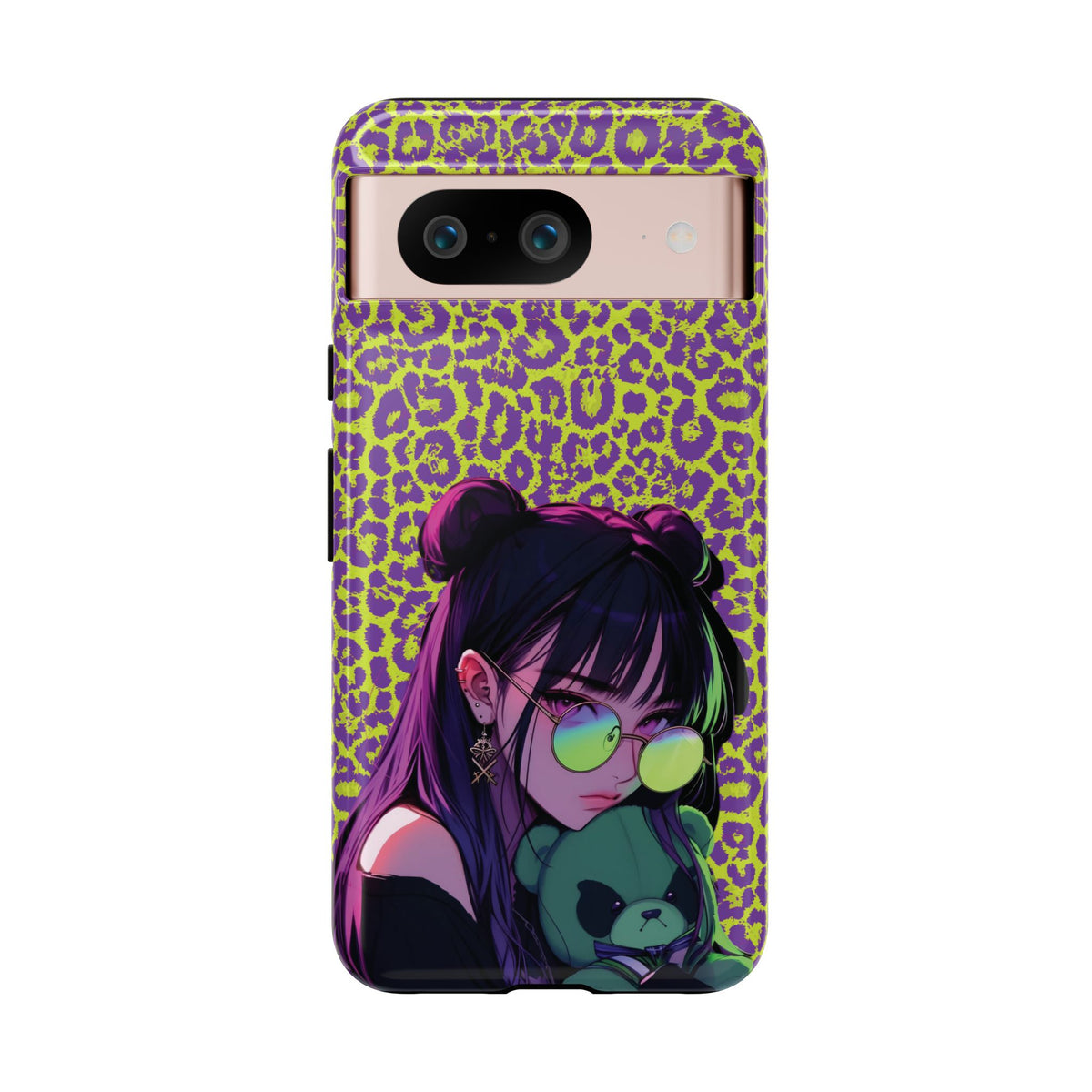 Purple Neon Lime Leopard Kz Tough Case for iPhone, Galaxy, or Google Pixel
