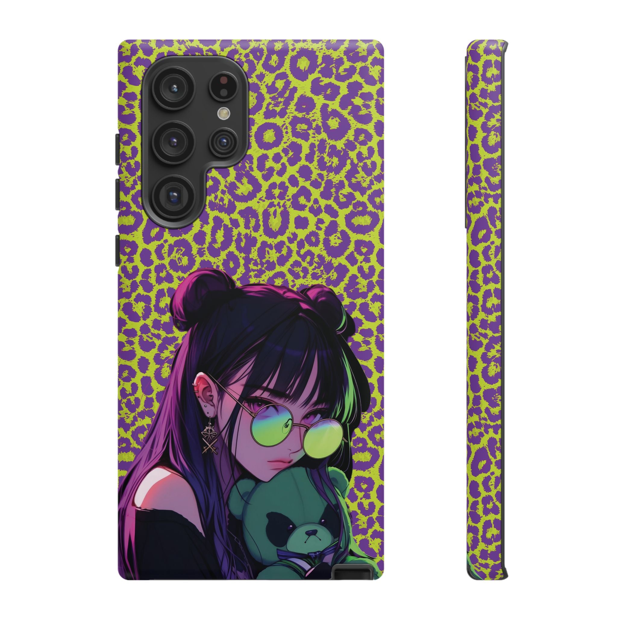 Purple Neon Lime Leopard Kz Tough Case for iPhone, Galaxy, or Google Pixel