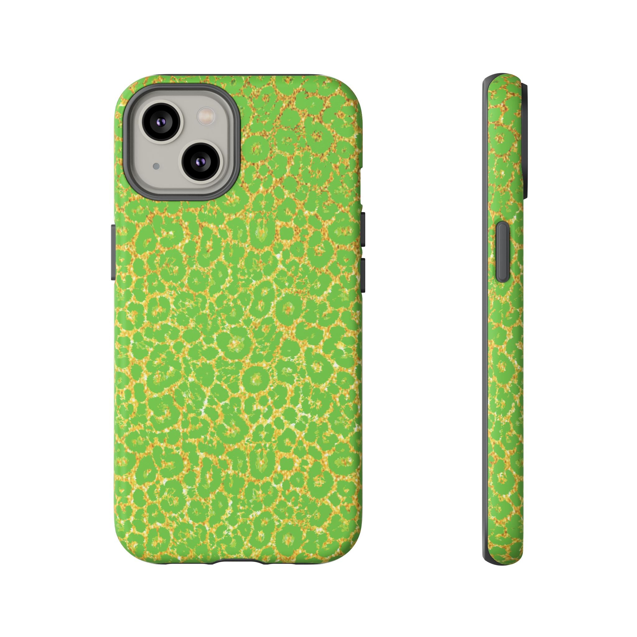 Neon Green Gold Leopard Tough Phone Case iPhone, Galaxy, or Google Pixel
