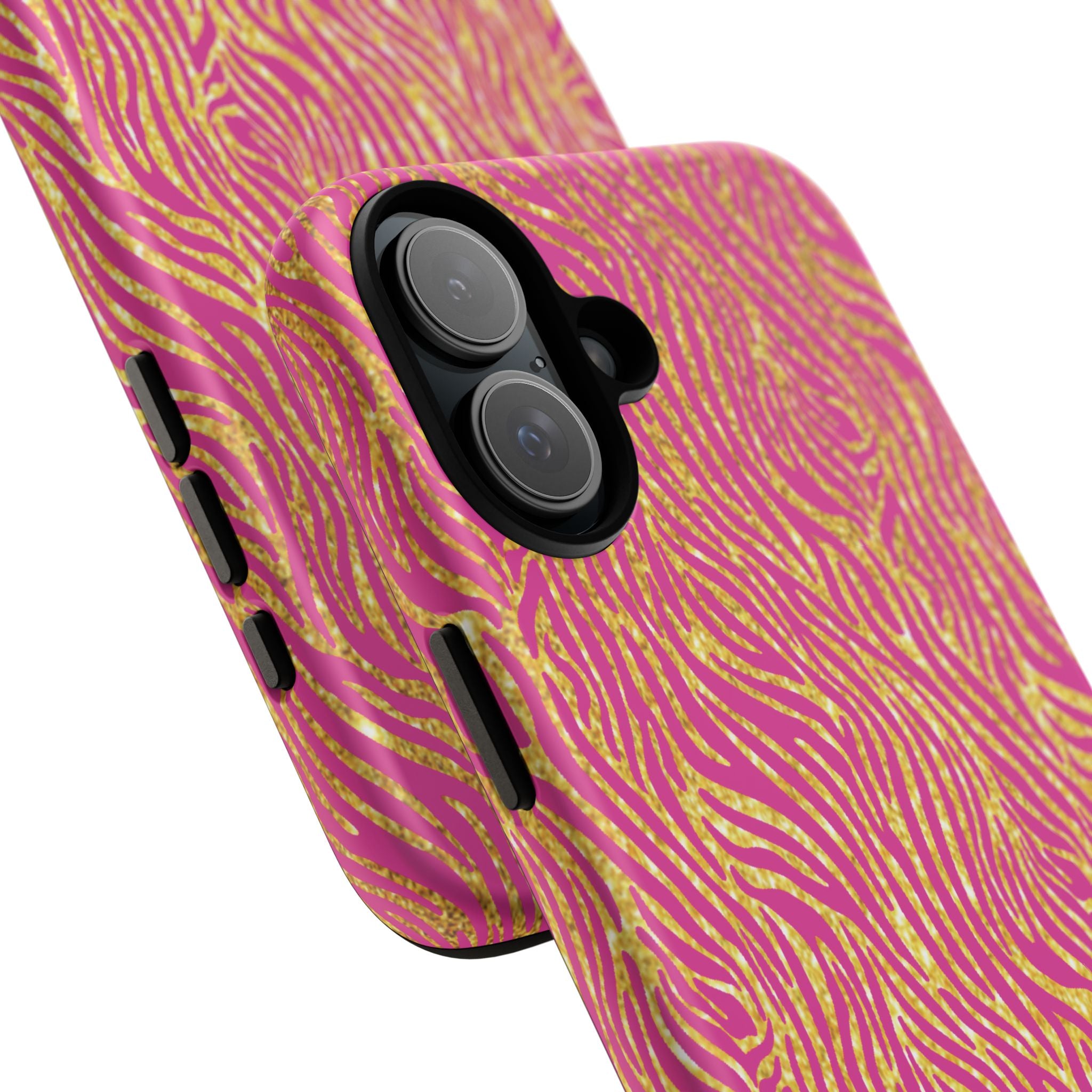 Pink Gold Zebra Print Tough Case for iPhone, Galaxy, or Google Pixel