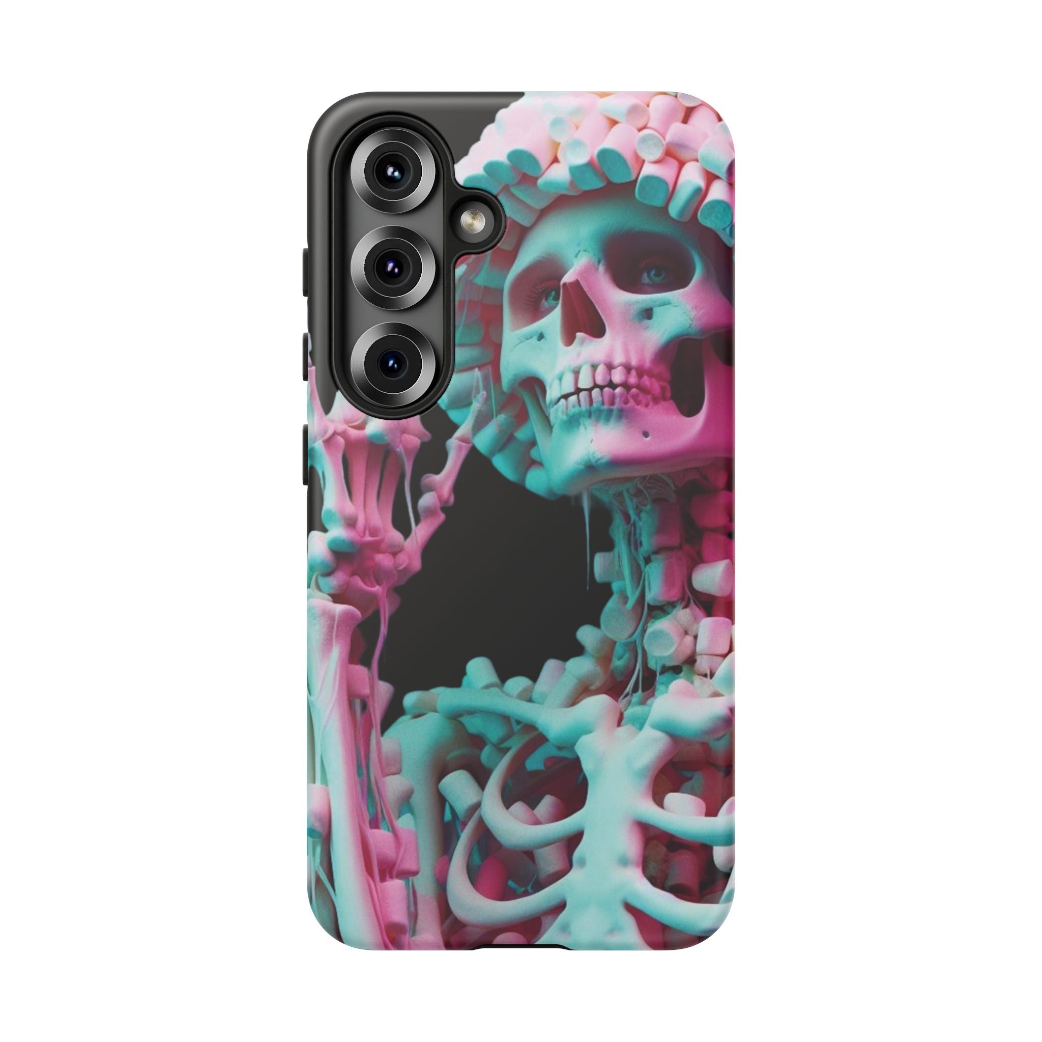 Neon Pink Skeleton (Black) Tough Phone Case for iPhone, Galaxy, or Google Pixel