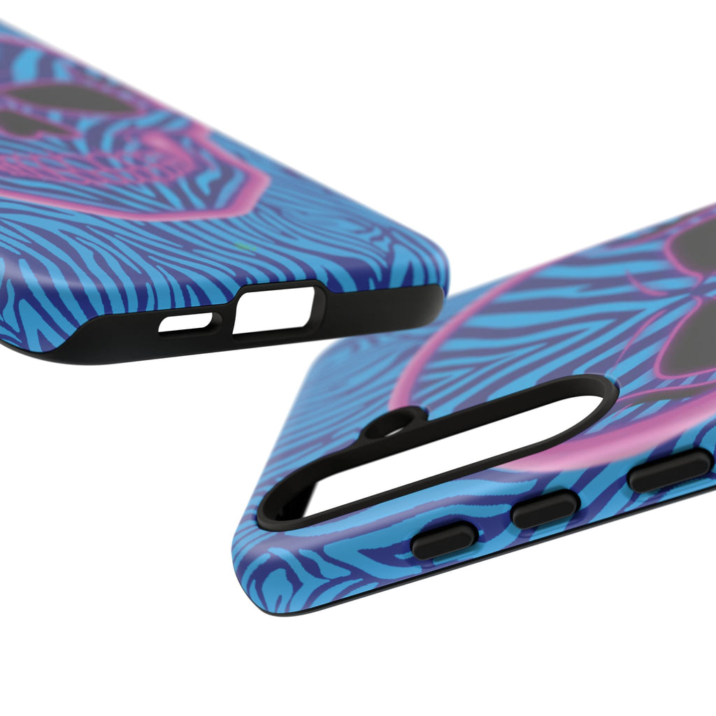 Neon Zebra Skull Tough Phone Case for iPhone, Galaxy, or Google Pixel