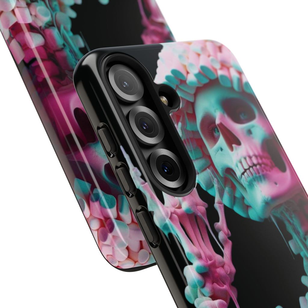Neon Pink Skeleton (Black) Tough Phone Case for iPhone, Galaxy, or Google Pixel