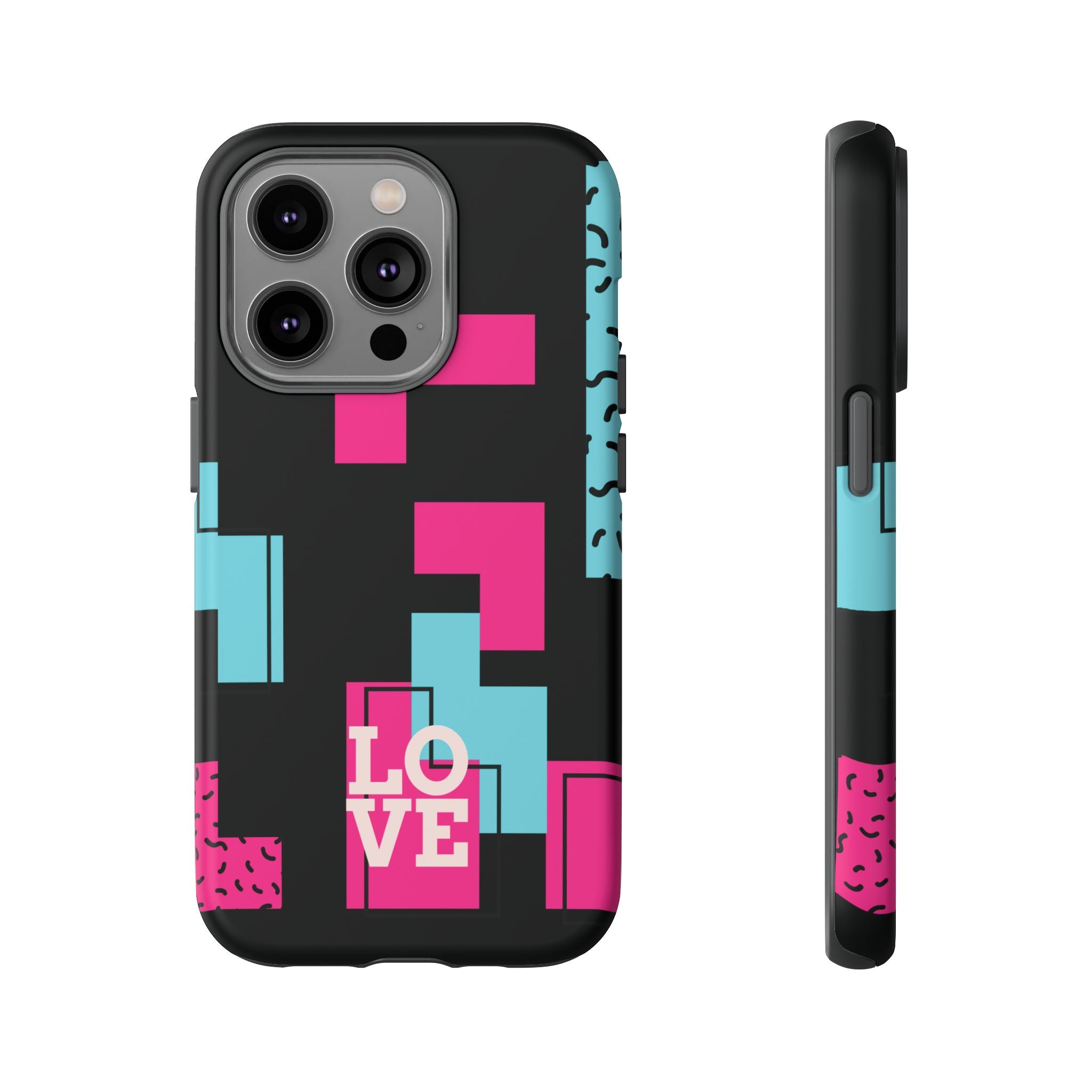 Retro Blocks LOVE Tough Case for iPhone, Galaxy or Google Pixel