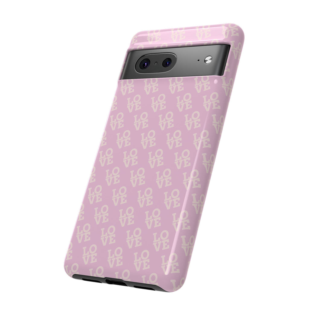 LOVE Pink Tough Phone Case for iPhone, Galaxy, or Google Pixel