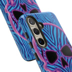 Neon Zebra Skull Tough Phone Case for iPhone, Galaxy, or Google Pixel