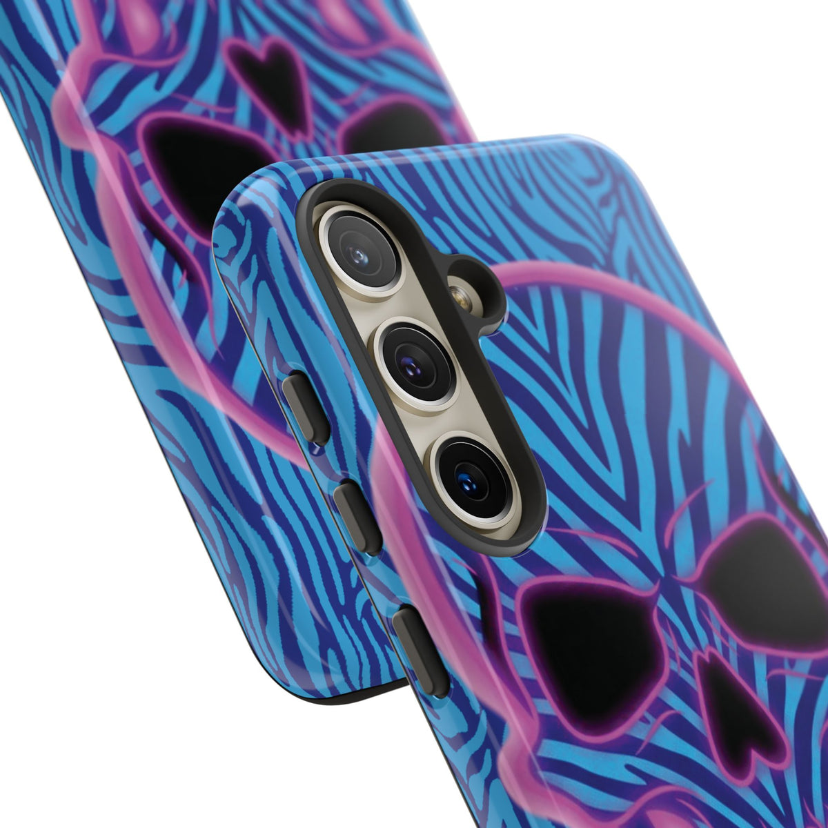Neon Zebra Skull Tough Phone Case for iPhone, Galaxy, or Google Pixel