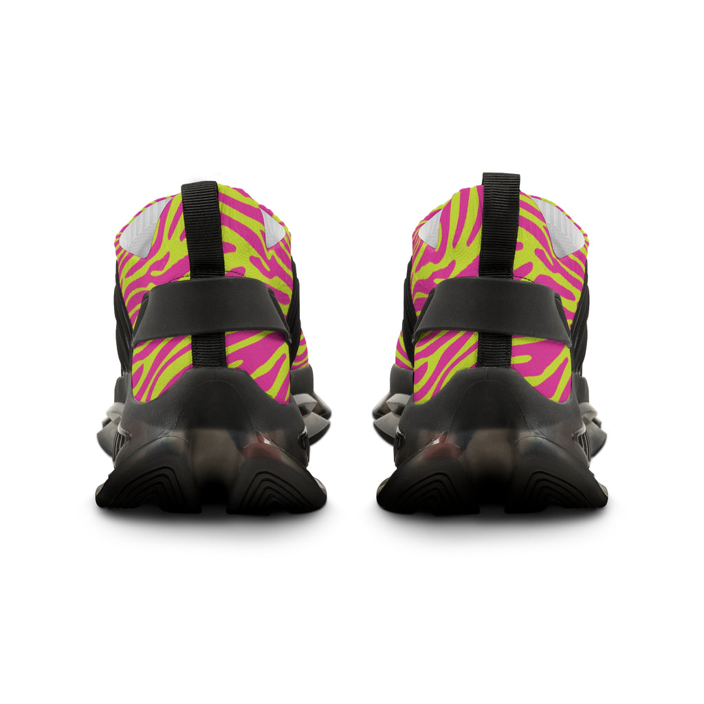 Neon Pink Lime Green Zebra Men's Mesh Sneakers