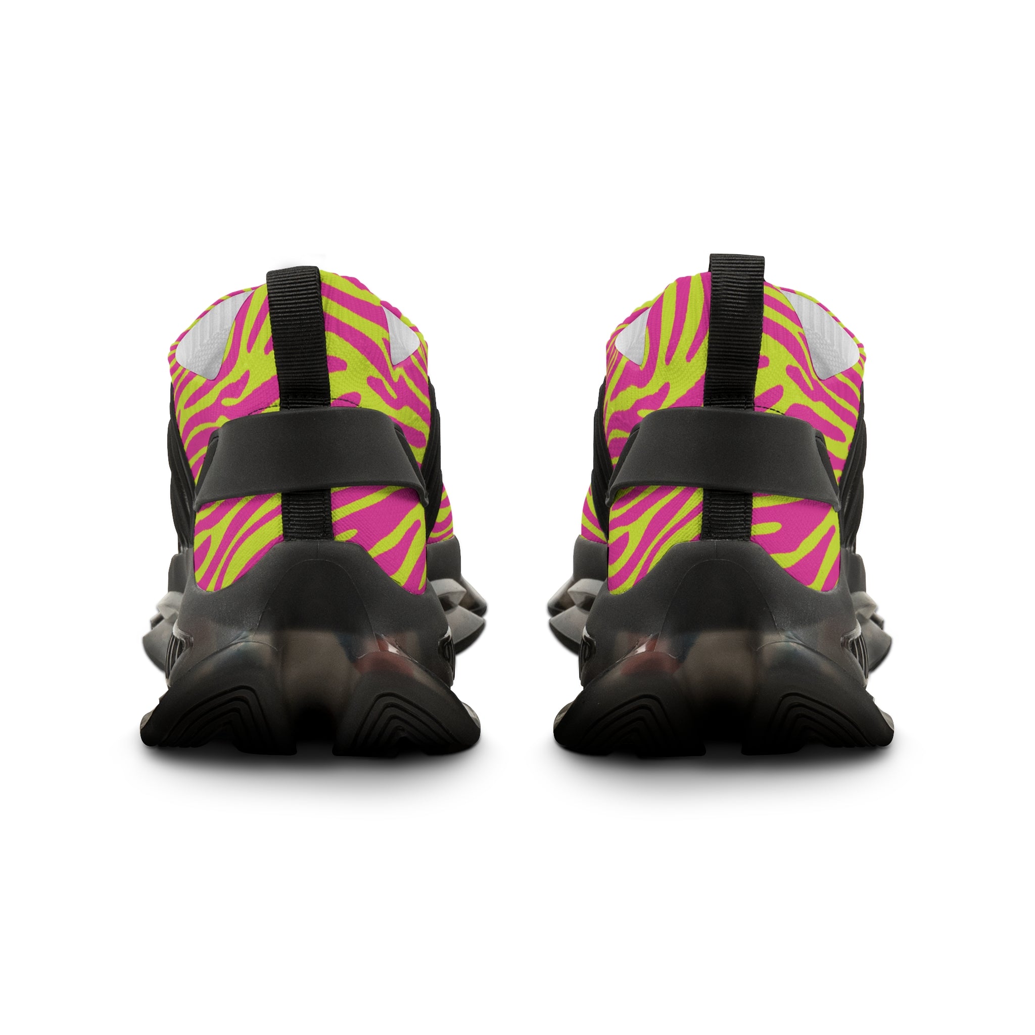 Neon Pink Lime Green Zebra Men's Mesh Sneakers