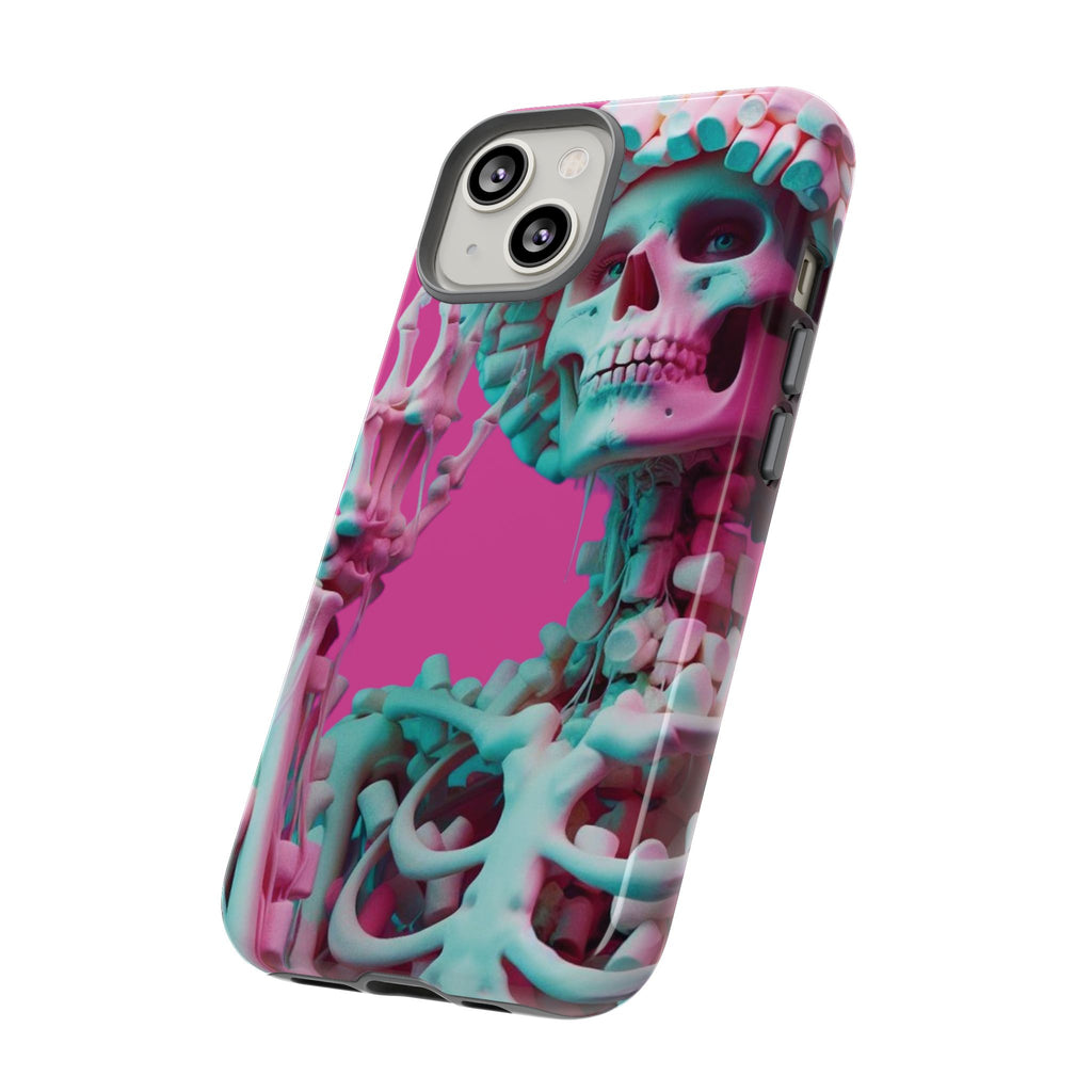 Neon Pink Skeleton Tough Phone Case for iPhone, Galaxy and Google Pixel