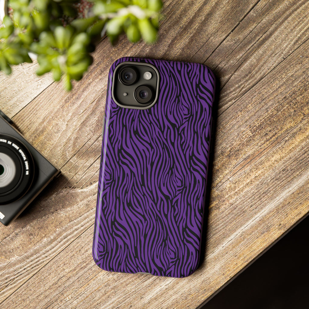 Purple Zebra Tough Phone Case for iPhone, Galaxy, or Google Pixel