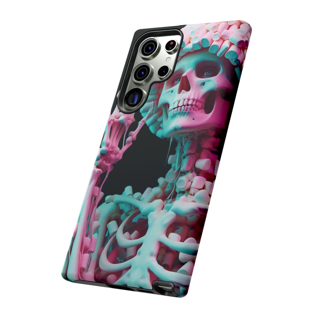 Neon Pink Skeleton (Black) Tough Phone Case for iPhone, Galaxy, or Google Pixel