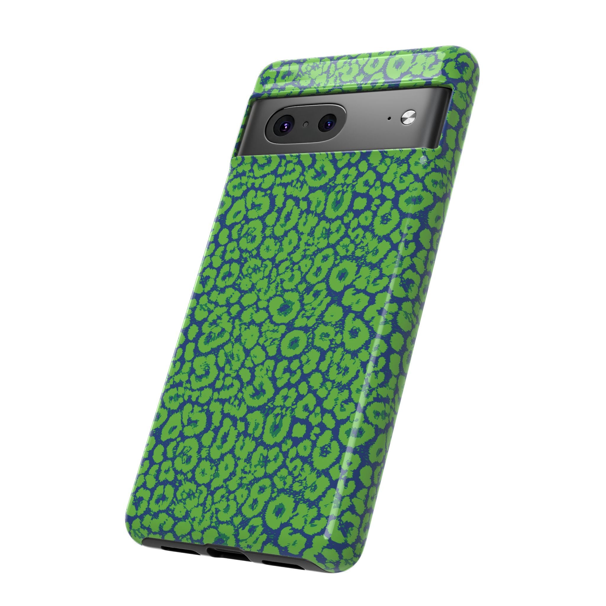 Blue Neon Green  Leopard Tough Phone Case for iPhone, Galaxy, or Google Pixel