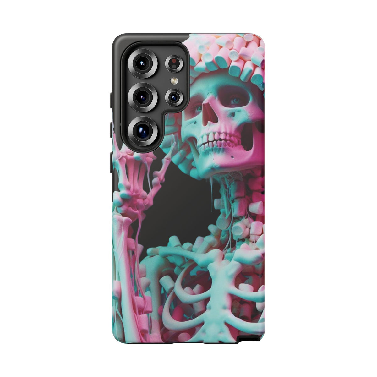 Neon Pink Skeleton (Black) Tough Phone Case for iPhone, Galaxy, or Google Pixel