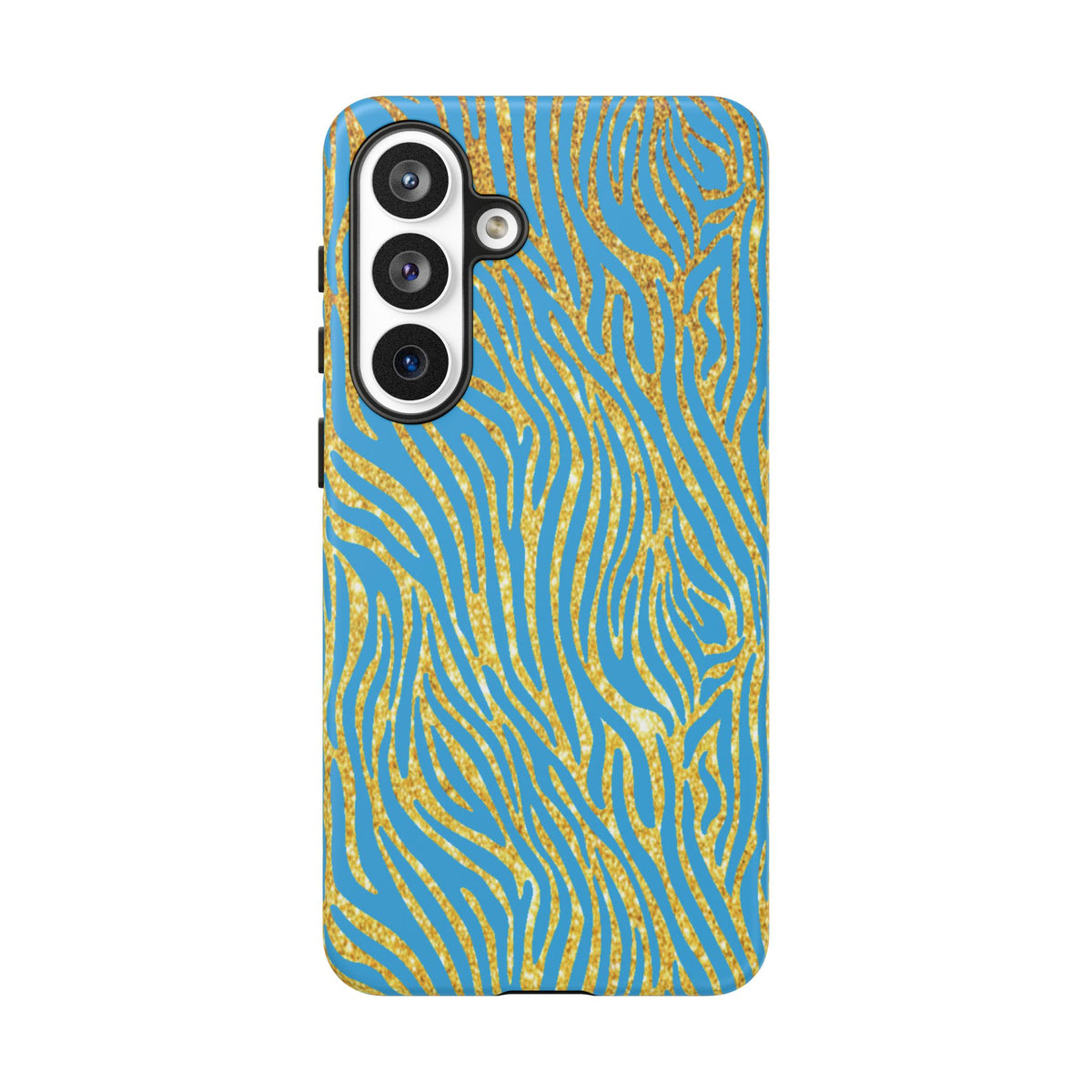 Blue Gold Zebra Tough Case for iPhone, Galaxy, or Google Pixel