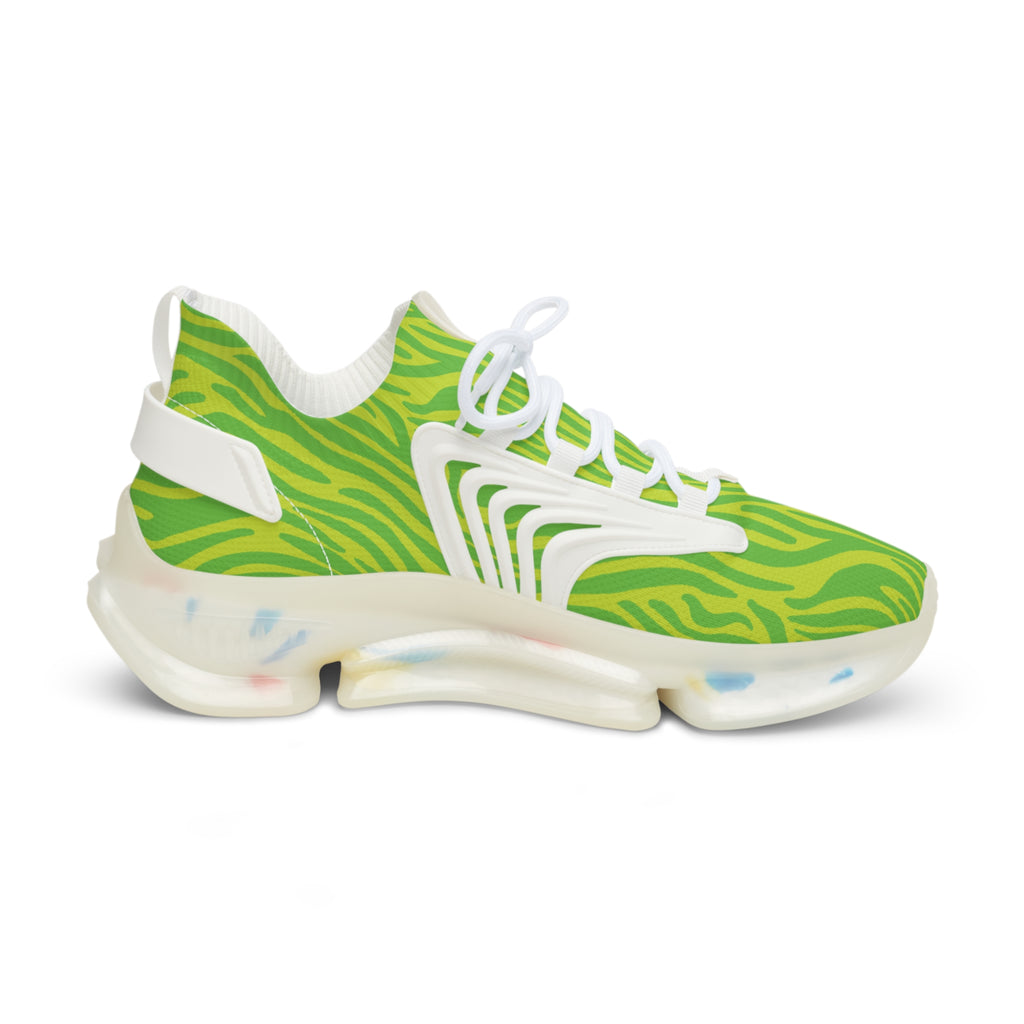 Neon Lime Zebra Men's Mesh Sneakers