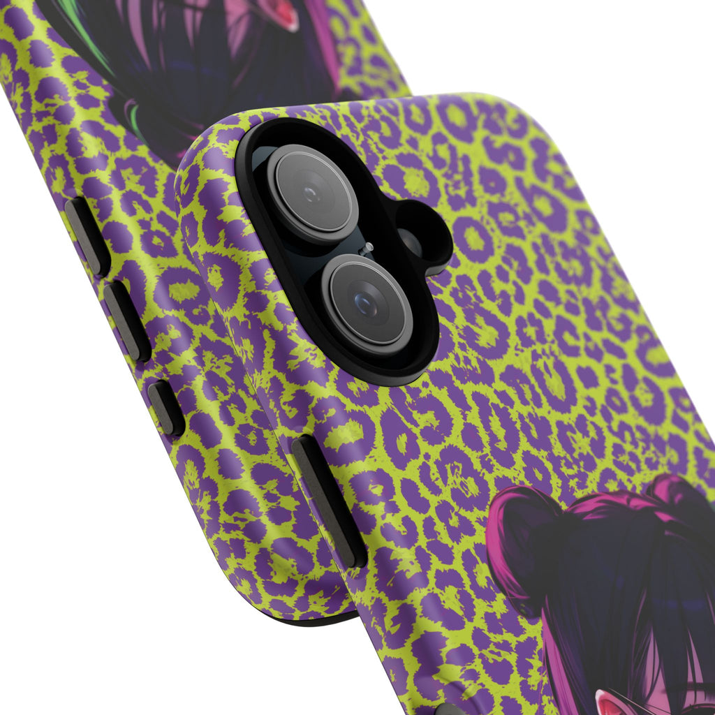 Purple Neon Lime Leopard Kz Tough Case for iPhone, Galaxy, or Google Pixel