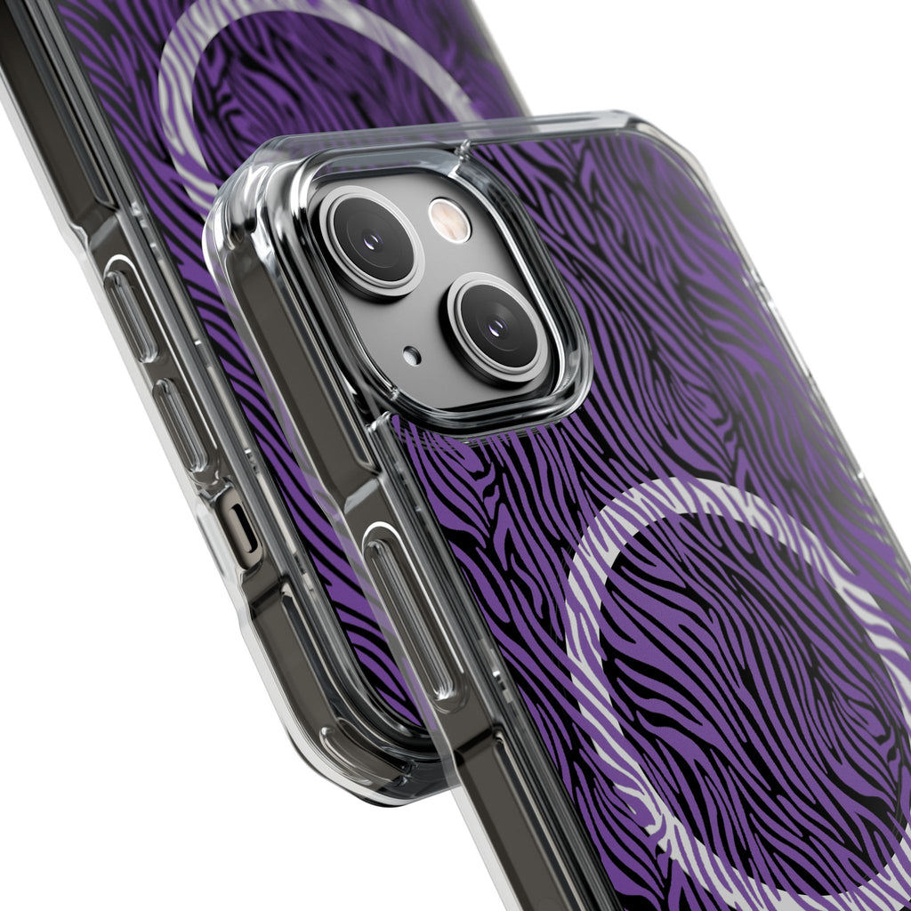 Purple Zebra Magnetic iPhone 14, 15, 16 Series Clear Impact Cases